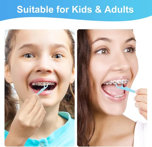 Vista 5 de 150 unidades de tirantes de menta suave para adultos y niños, hilo dental de ortodoncia para aparatos ortopédicos que se ajustan debajo del alambre