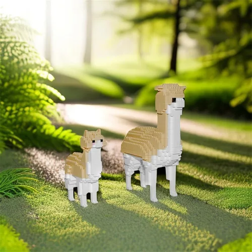 Vista 6 de Larcele 1258 piezas de dos alpacas micro bloques de construcción para niños