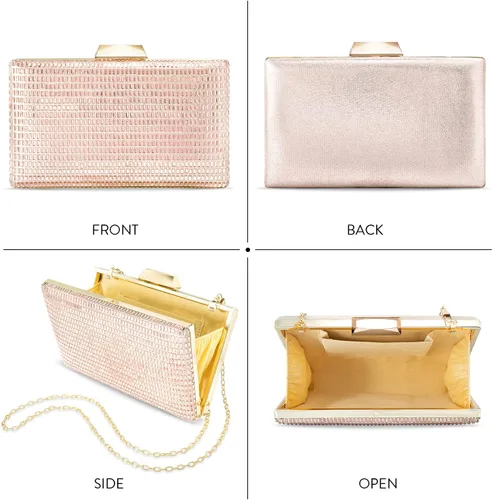 Vista 4 de Aheli Clutch Purses Gift for Women Wedding Handmade Evening Handbags Party Bridal Clutch Cobre