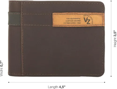 Vista 5 de VELEZ Carteras de cuero genuino para hombre, Café, Casual