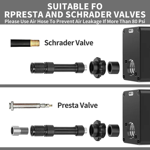 Vista 6 de Mini bomba de bicicleta con manómetro, bomba eléctrica de bicicleta de 120 PSI, bomba de aire recargable para bicicleta portátil, parada automática