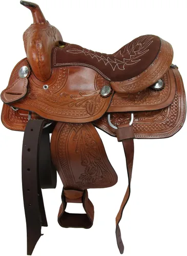 Vista 4 de Jóvenes Western Saddle Niños Trail Placer Caballo Barril Racing Herramientas Tack Set 10 12 13