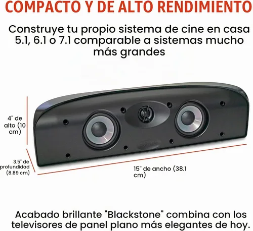 Vista 4 de Polk Audio TL1 Altavoz de Canal Central, Altavoces Centrales para Cine en Casa (Cada uno, Negro)