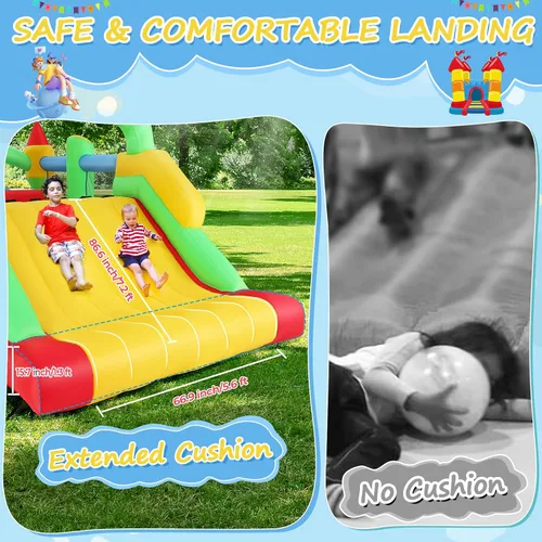 Vista 4 de Whubefy Casa de rebote para niños grandes de 8-12, 18 x 8.2 pies, curso de obstáculos inflable para niños de 3-6 con túneles dobles, tobogán grande