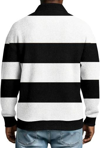 Vista 2 de Camisas de manga larga con botones a cuadros para hombre, con cuello de manga larga, estilo casual, elegante, a cuadros