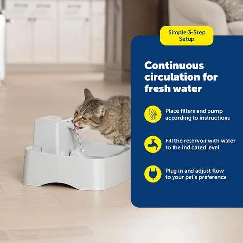 Vista 5 de PetSafe Oasys - Fuente mediana para mascotas de 1 galón (128 onzas), fuente de agua para gatos o perros de raza media, dispensador de agua filtrado