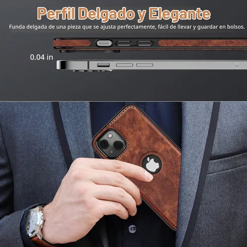 Vista 4 de LOHASIC Funda de cuero para iPhone 13, funda delgada para hombres y mujeres Marrón vintage