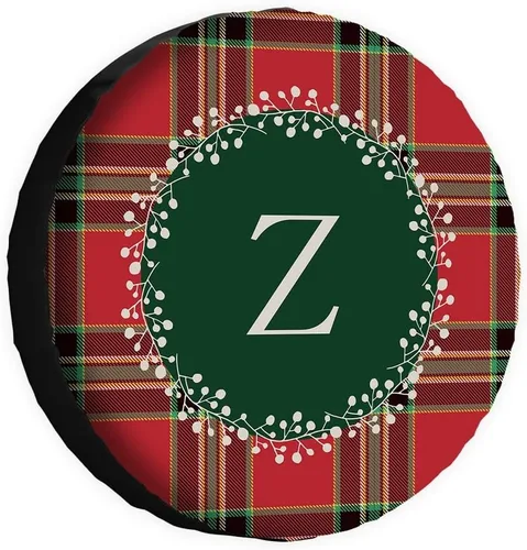 Vista 12 de Buffalo Check Plaid Initial Spare Tire Cover Monogram Letter A Wheel Protectors Covers Water Dust Proof 14 Inch Wheel Covers Universal for Trailer
