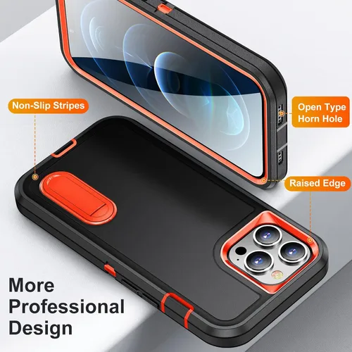 Vista 5 de IDweel Funda para iPhone 12 Pro Max con soporte, protección resistente, a prueba de golpes, antiarañazos, ajuste delgado, funda protectora