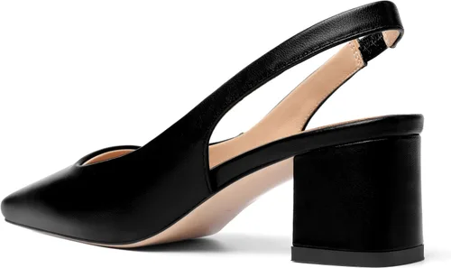 Vista 7 de Mujer mate nupcial tacón bajo sólido grueso cuero punta cuadrada Slip On Sexy 2 pulgadas bombas zapatos negro tamaño 8.5 - Caites de Mujer de Tacon