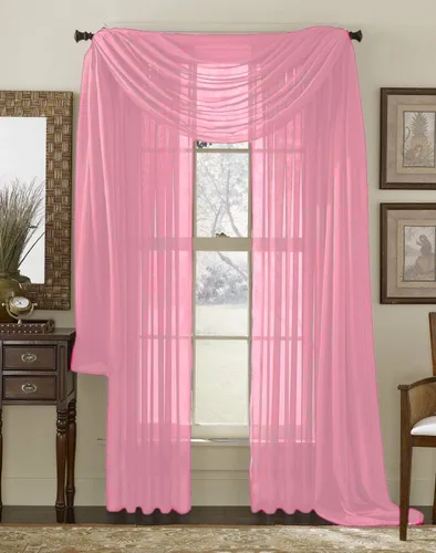 Vista 7 de Juego de 3 piezas de cortinas y cenefa Interior Trends, fina, totalmente cosida, juego de 2 cortinas y 1 cenefa a juego