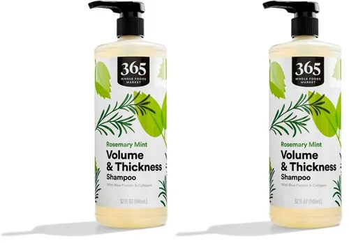 Vista 7 de 365 by Whole Foods Market, Champú Volumen y Grosor con Proteína de Arroz y Colágeno, Aroma a Menta de Romero, 32 Fl Oz