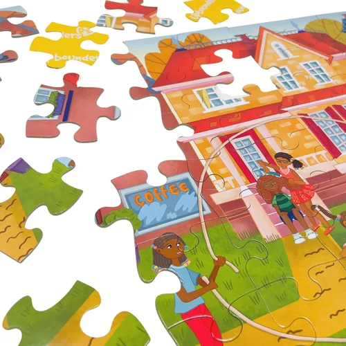 Vista 9 de Upbounders - Fun Outside - Rompecabezas de piso de 48 piezas, rompecabezas multicultural para principiantes con niños afroamericanos, niños y niñas
