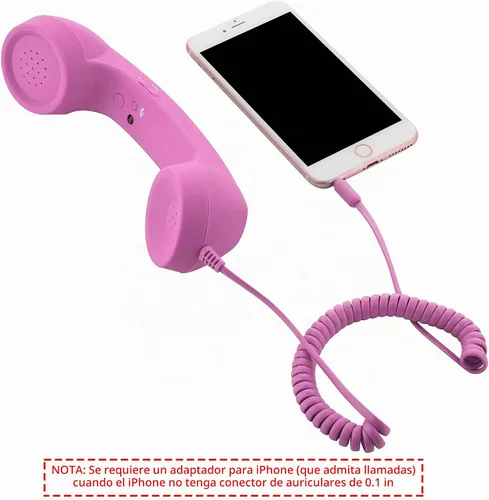 Vista 4 de CM - Auricular vintage retro para teléfono celular, micrófono para teléfono inteligente, enchufe de 3,5 mm (Rosa)