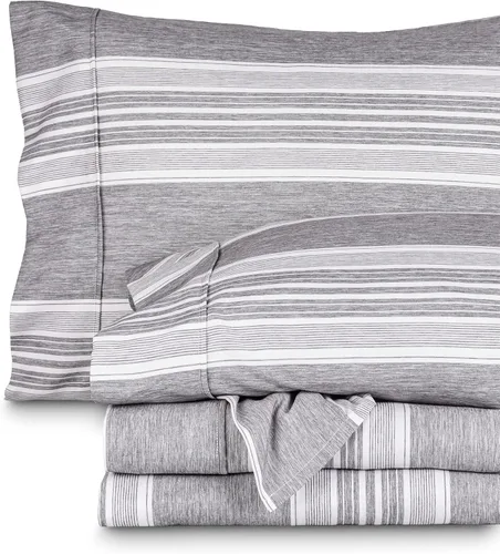 Vista 25 de Bare Home - Juego de sábanas estampadas, 1800 ultra suaves (individual, gris jaspeado) Deep Pockets 6 to 15 Inches, Breathable, Hypoallergenic