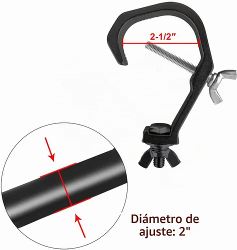 Vista 2 de heneng 5 abrazaderas C de armadura, se adaptan a armazón de diámetro exterior de 1.18 a 2 pulgadas, gancho de luces de escenario de aleación