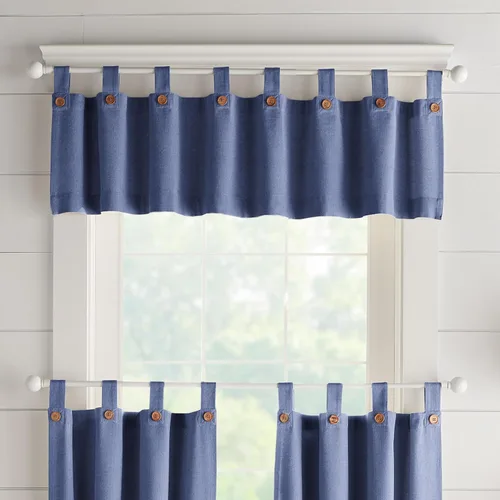 Vista 8 de Tucker - Cenefa de cocina con botón sólido, color azul, 60 pulgadas de ancho x 15 pulgadas de largo