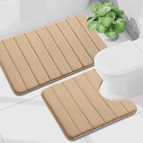 Vista 67 de Buganda Juego de 2 alfombras y tapetes de baño de espuma viscoelástica, lavables a máquina, suaves, antideslizantes, absorbentes, para baño, ducha