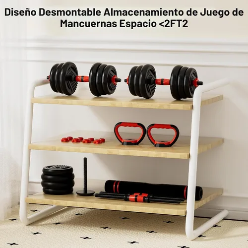 Vista 8 de Juego de mancuernas ajustables, peso libre de 20/30/45/70/90 libras 20LBS(10LB par)