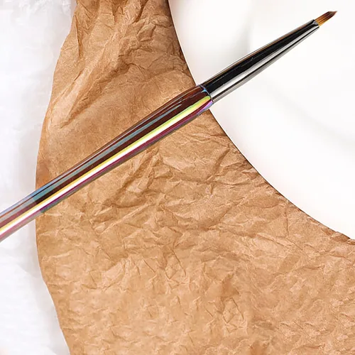 Vista 2 de Cepillo de uñas triangular para dibujar flores y mariposas 3D, pinceles de arte de uñas con mango acrílico Aurora, herramienta de diseño de uñas