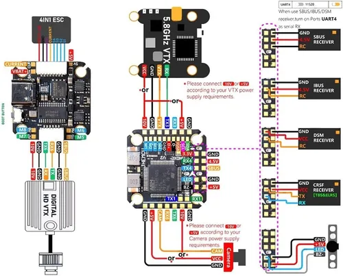 Vista 4 de F405 NOXE V2 controlador de vuelo 5V 10V Dual BEC 3-6S para DIY Drone RC Quadcopter aviones