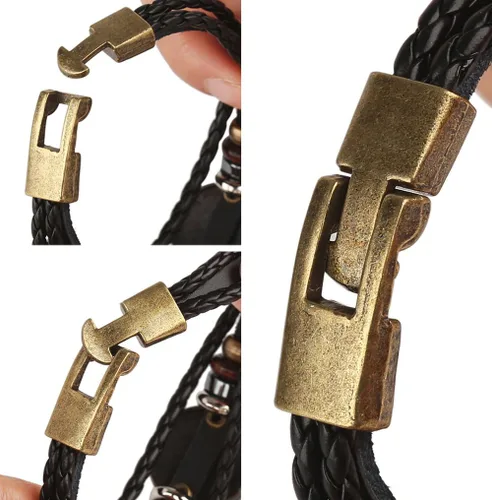Vista 11 de Hamoery Pulsera de cuero de aleación punk para Constellation trenzada pulsera pulsera brazalete