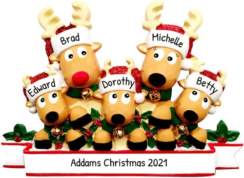 Vista 7 de Adorno personalizado en 3D de nuestra primera Navidad 2025 Adornos personalizados de renos para parejas, adorno de pareja de alces 2025, familia