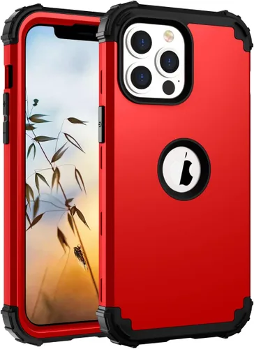 Vista 8 de Funda de teléfono para iPhone 13 Pro Max 2021 de 6.7 pulgadas, cubierta dura a prueba de golpes, de silicona suave, híbrida, de tres capas Negro