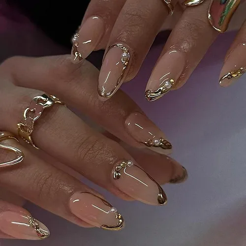 Vista 43 de Uñas postizas a presión marrón café, uñas postizas medianas de almendra, color sólido, cobertura completa, uñas postizas artificiales brillantes