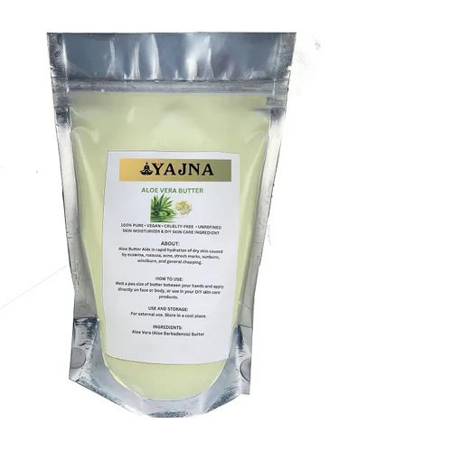 Vista 8 de Yajna Mantequilla Orgánica de Aloe Vera Cruda 100% Pura, Natural y Sin Refinar Hidratante para la Piel del Rostro, Cuerpo y Cabello 4 OZ/115 GM