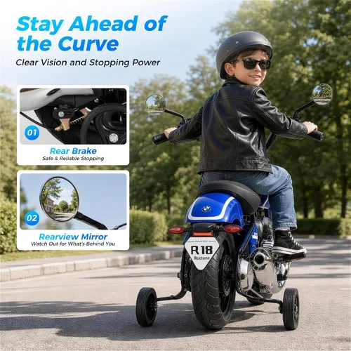 Vista 4 de Licensed BMW R18 Electric Motorcycle for Kids, Blue