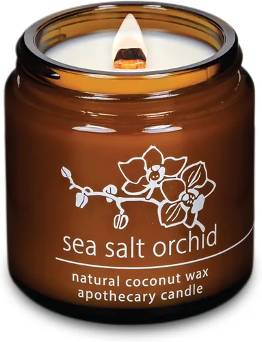 Vista 39 de Vela de mecha de madera agrietada Hemlock Park hecha a mano con cera de coco natural (grande de 16 oz, ámbar) Coconut Apricot Wax Crackling Wood
