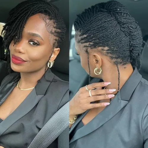 Vista 11 de Extensiones de cabello humano Loc de 0.2 cm de ancho, 4 pulgadas, 30 hebras, negro natural 100% completamente hechas a mano, extensiones