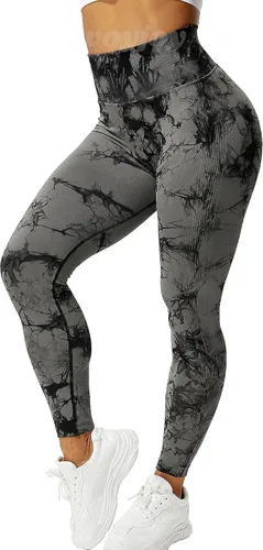 Vista 6 de VOYJOY Leggings sin costuras para mujer, pantalones deportivos de yoga de cintura alta, mallas elásticas con efecto de levantamiento de glúteos
