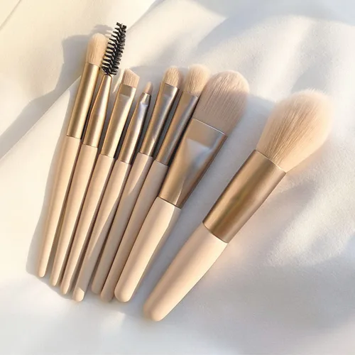 Vista 3 de Juego de 8 brochas de maquillaje, mini brochas de maquillaje, brochas de maquillaje, mezcla de rubor, corrector de sombra de ojos, delineador