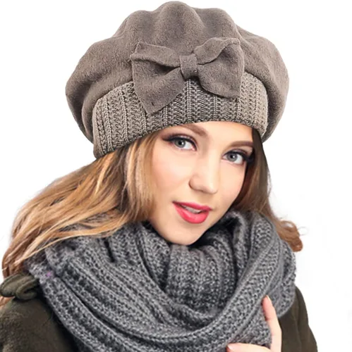 Vista 24 de VECRY - Gorro 100% de lana para mujer, boina de fieltro tipo campana, gorro de vestir para invierno
