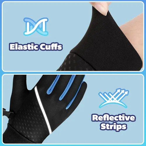 Vista 5 de OOPOR Guantes de invierno cálidos para correr, para niños, para clima frío, ciclismo, nieve, esquí, deportes, niños y niñas de 4 a 12 años
