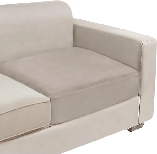 Vista 49 de NAISI Fundas de cojín de sofá de terciopelo elásticas de 1 pieza, fundas de asiento de sofá o respaldo, fundas suaves individuales para sofá Beige