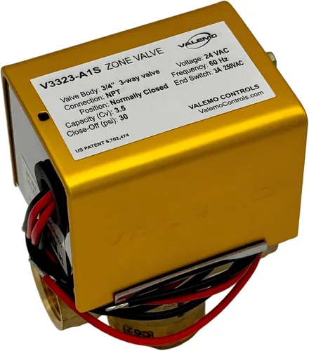 Vista 14 de V3417-A1S Válvula de zona motorizada, 3 vías, 1" sudor, normalmente cerrada, 24 VAC, con interruptor final