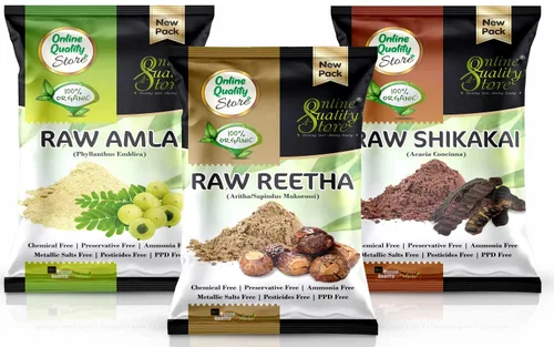 Vista 2 de Online Quality Store Reetha Amla Shikakai (forma cruda) Combo Pack, 10.58 oz (Paquete de 3)