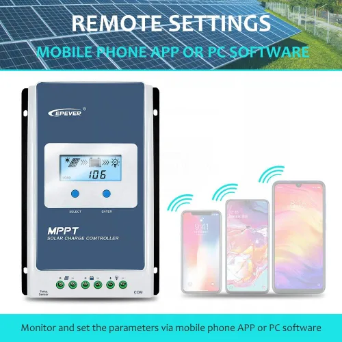 Vista 5 de EPEVER Controlador de carga solar de 10 A, controlador de carga de panel solar MPPT, controlador de carga de 12 V/24 V, trabajo automático, máximo
