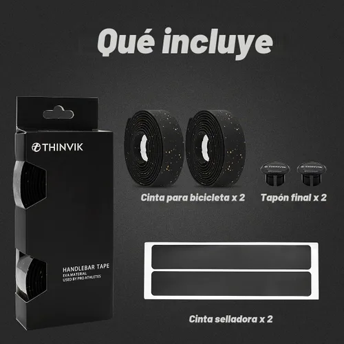 Vista 5 de Thinvik Cinta de corcho EVA para manillar de bicicleta, cinta de barra de bicicleta ecológica, envolturas antideslizantes para mango de ciclismo