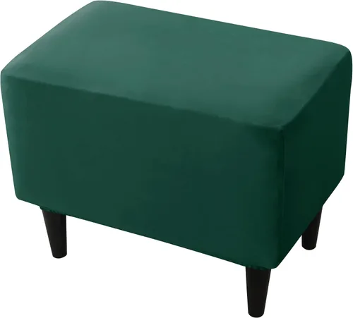 Vista 18 de CONRUSER Fundas elásticas para otomanas, fundas otomanas de terciopelo suave, fundas rectangulares pequeñas para taburete de almacenamiento, funda