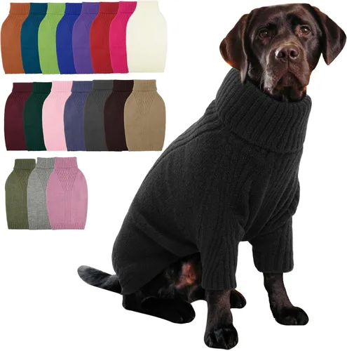 Vista 18 de IECOii Suéter de perro salchicha de cuello alto para perros pequeños, medianos y hembras, elástico y transpirable, abrigo de punto cálido, para Negro