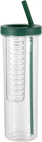 Vista 3 de Botella de agua con infusor de frutas, infusor a prueba de fugas, botella de agua transparente de 27.1 fl oz con popote para frutas, café helado, té