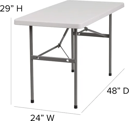 Vista 2 de BizChair Mesa plegable de plástico blanco granito de 4 pies - Mesa plegable para banquetes/eventos