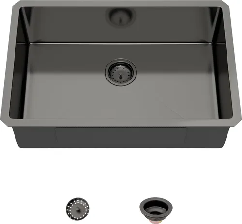 Vista 19 de Mocoloo Fregadero de barra bajo encimera de 13 pulgadas color negro plomizo – Fregadero de cocina pequeño de acero inoxidable T304 de 13 x 15