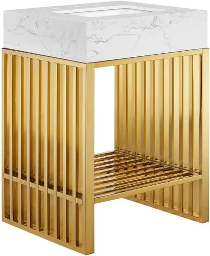Vista 14 de Modway Gridiron - Tocador de baño de acero inoxidable de 24 pulgadas, color negro