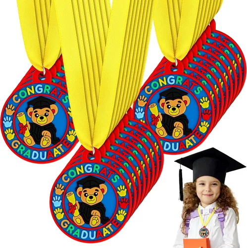 Vista 12 de Sratte Medalla de graduación preescolar de jardín de infantes para niños, medallas de premio de graduación con cinta amarilla para el cuello