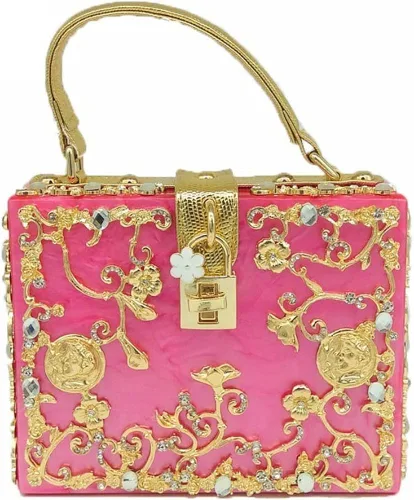 Vista 6 de Tngan Bolso de mano de acrílico cuadrado para mujer con diamantes de imitación